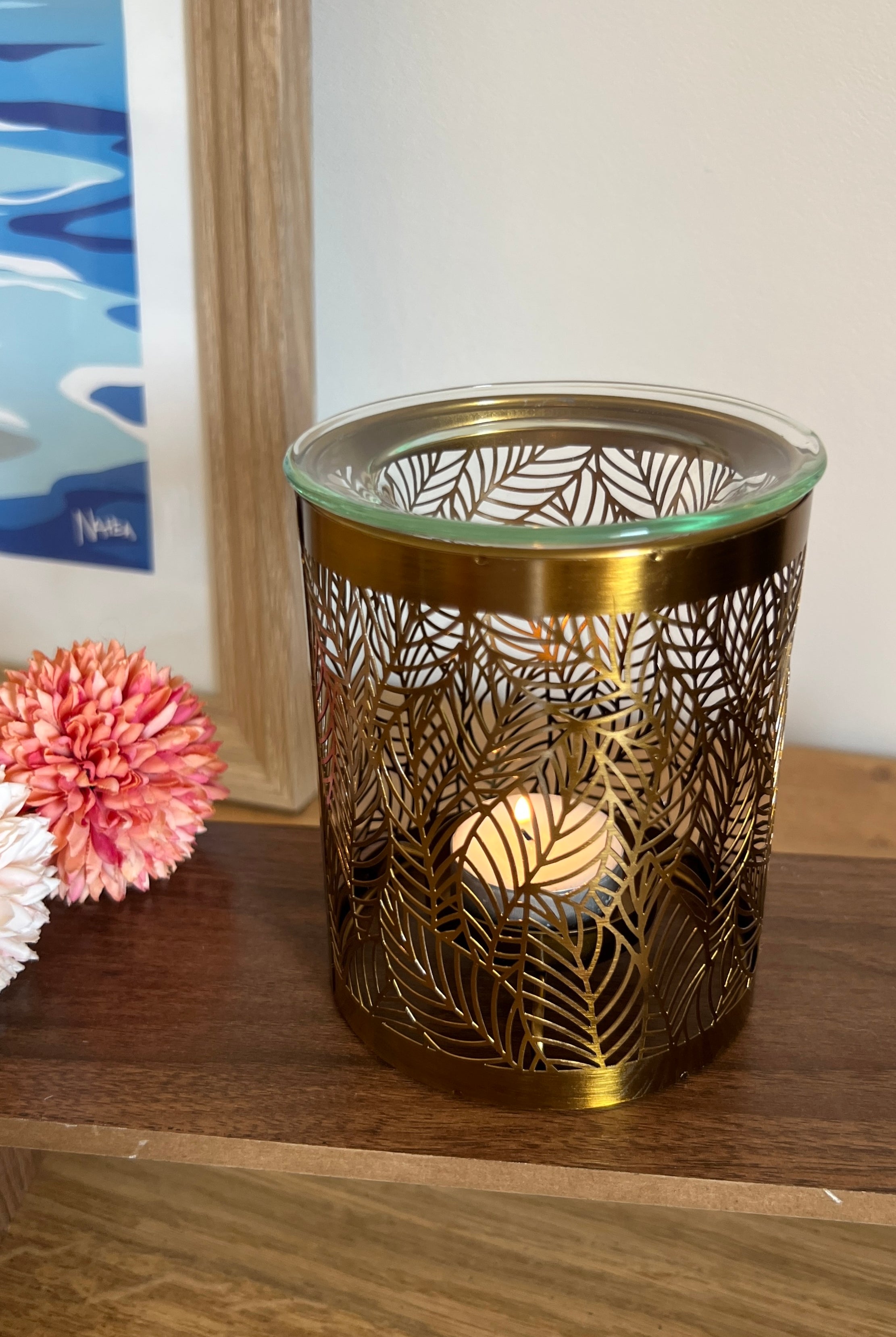 Brûleur en métal doré pour diffuser des fondants parfumés artisanaux