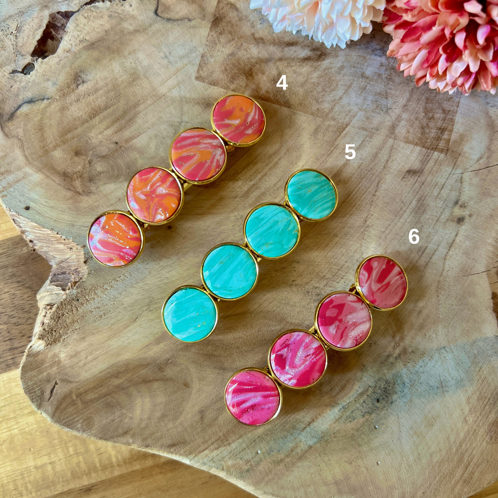 Barrettes colorées en argile polymère