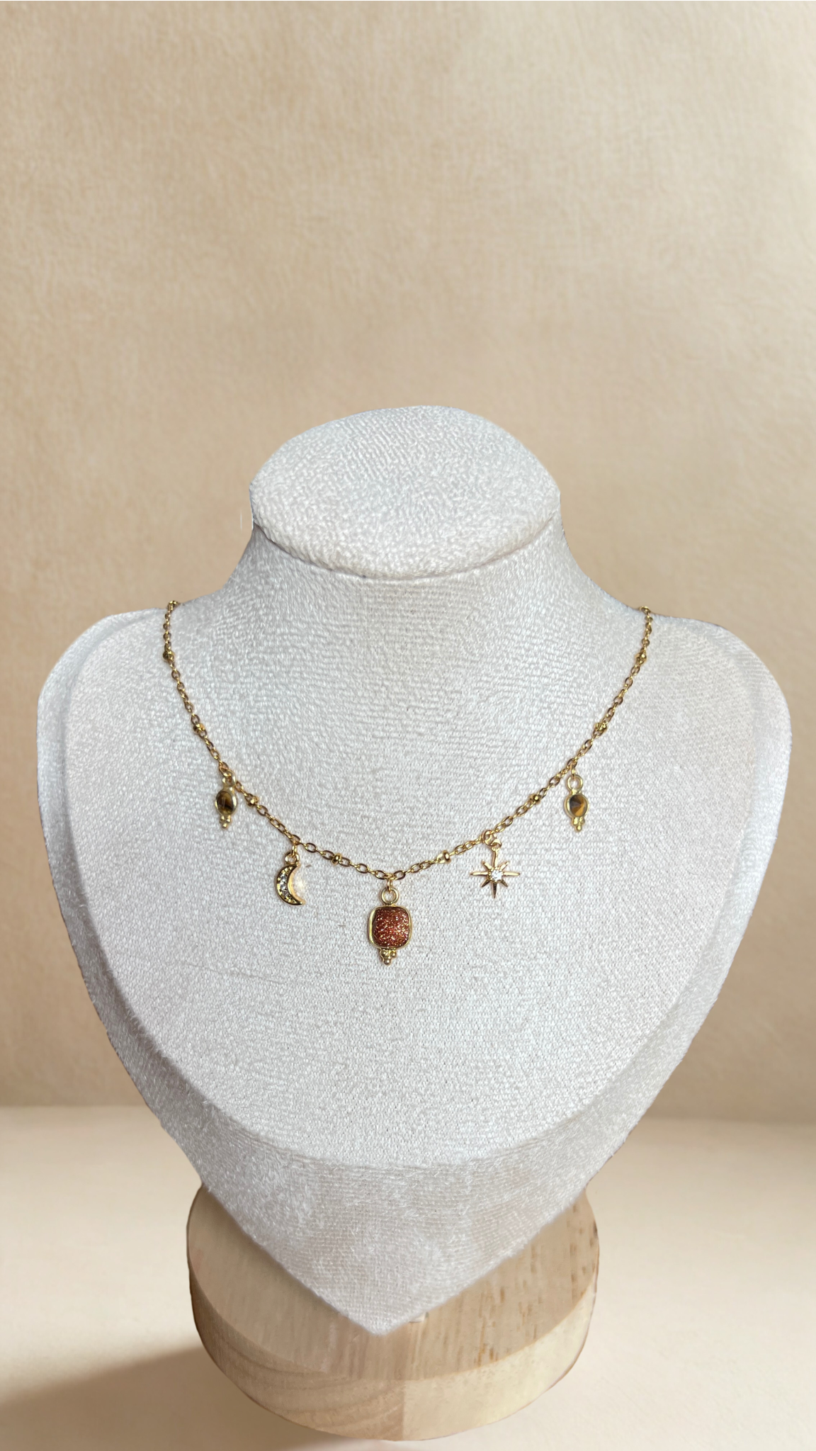 Collier à charms en Pierres Semi-Précieuses  - coloris marron