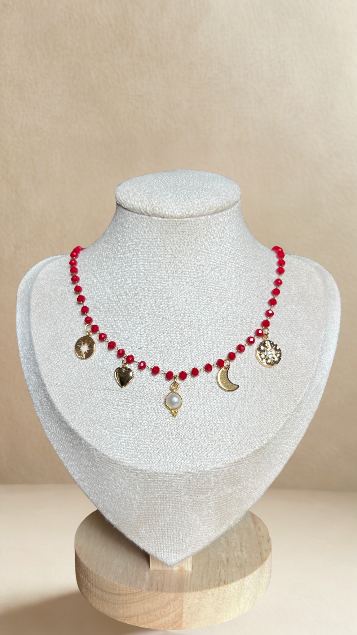 Collier à charms rouge  - coloris rouge