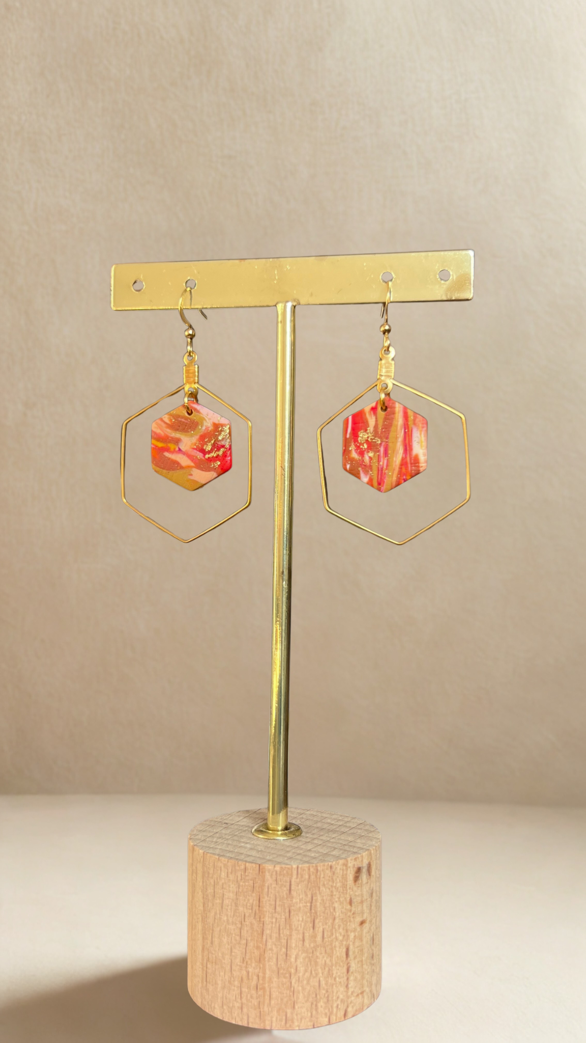 Boucles d'oreilles Kacie - coloris marron et rouge