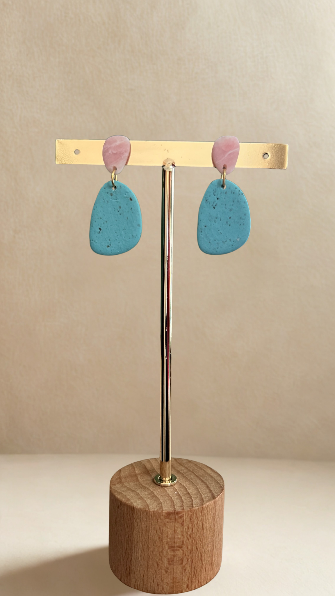 Boucles d'oreille Ava - bicolore rose et turquoise