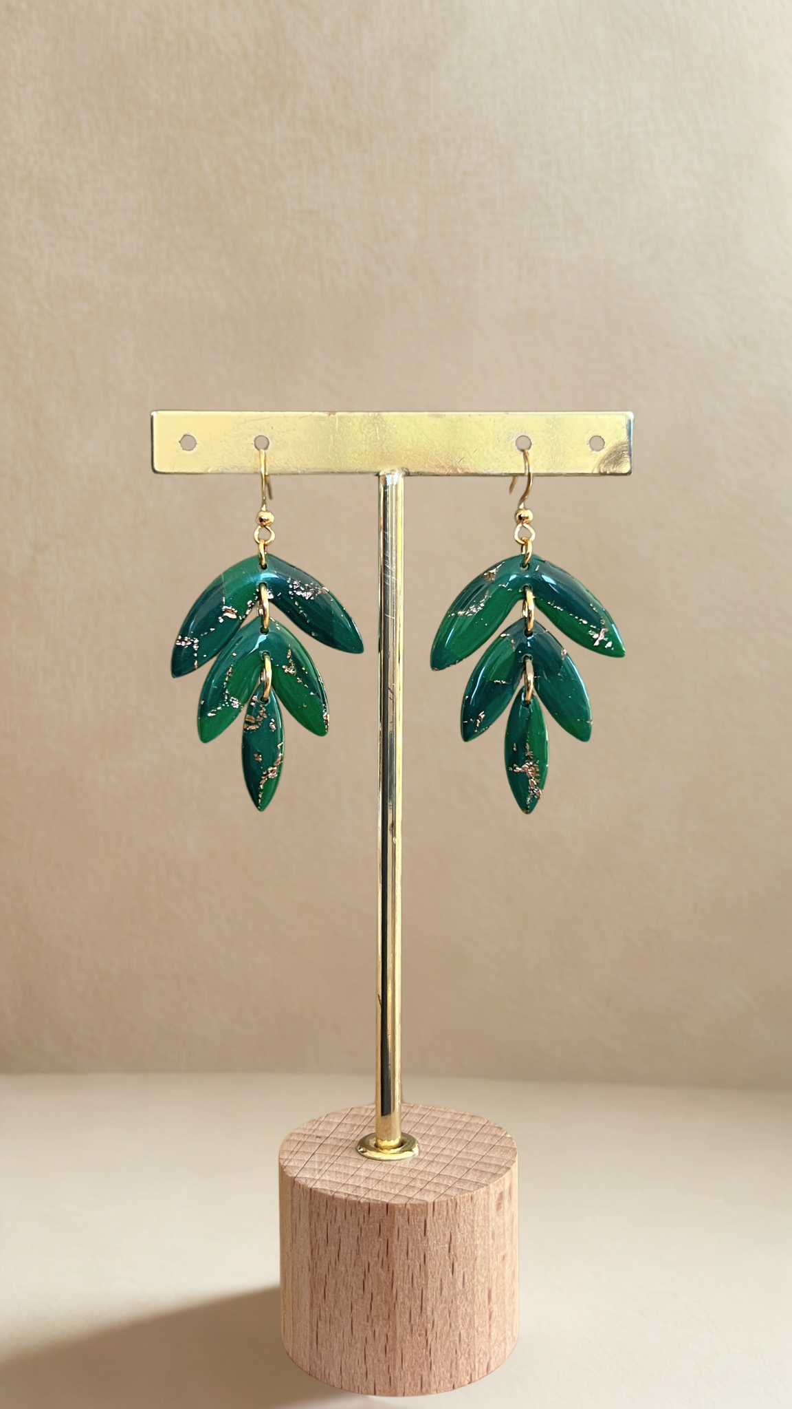 Boucles d'oreilles Flora - coloris vert foncé