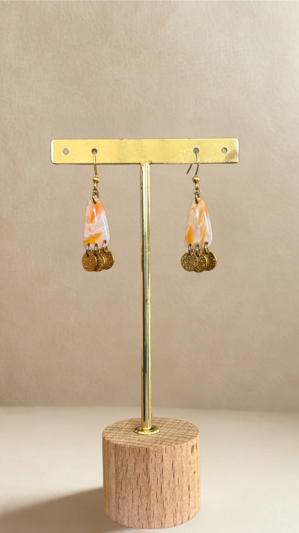 Boucles d'oreilles Esmeralda - coloris orange et blanc