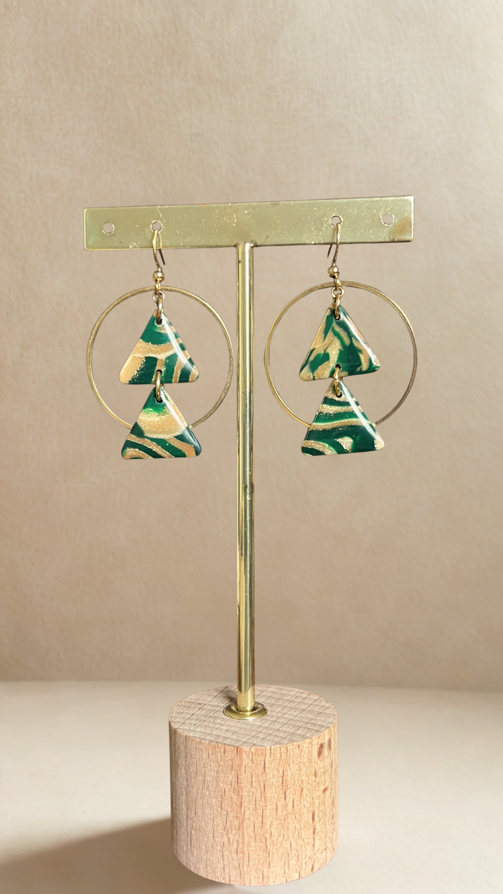 Boucles d'oreilles Isaé - coloris vert et beige