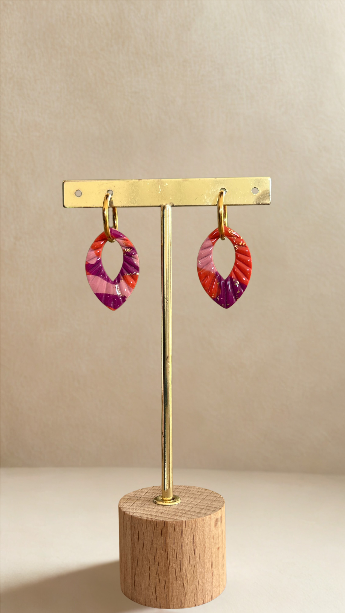 Boucles d’oreilles Ivy – créoles à pampilles interchangeables - coloris rose orange violet