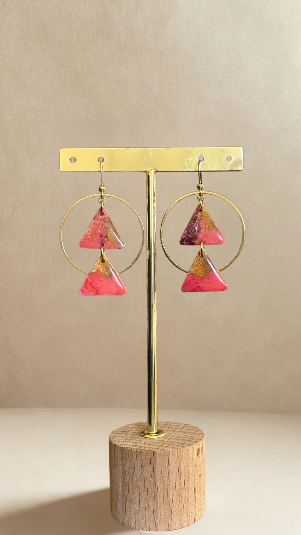 Boucles d'oreilles Isaé - coloris rose et doré