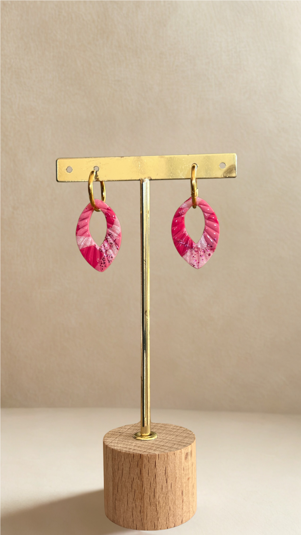 Boucles d’oreilles Ivy – créoles à pampilles interchangeables - coloris rose