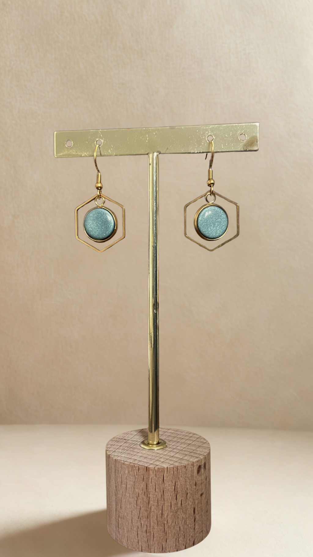 Boucles d'oreilles mini Kacie - coloris bleu vert irisé
