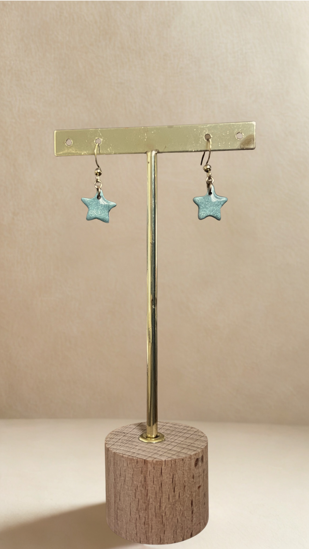 Boucles d'oreilles Étoile - coloris bleu vert irisé