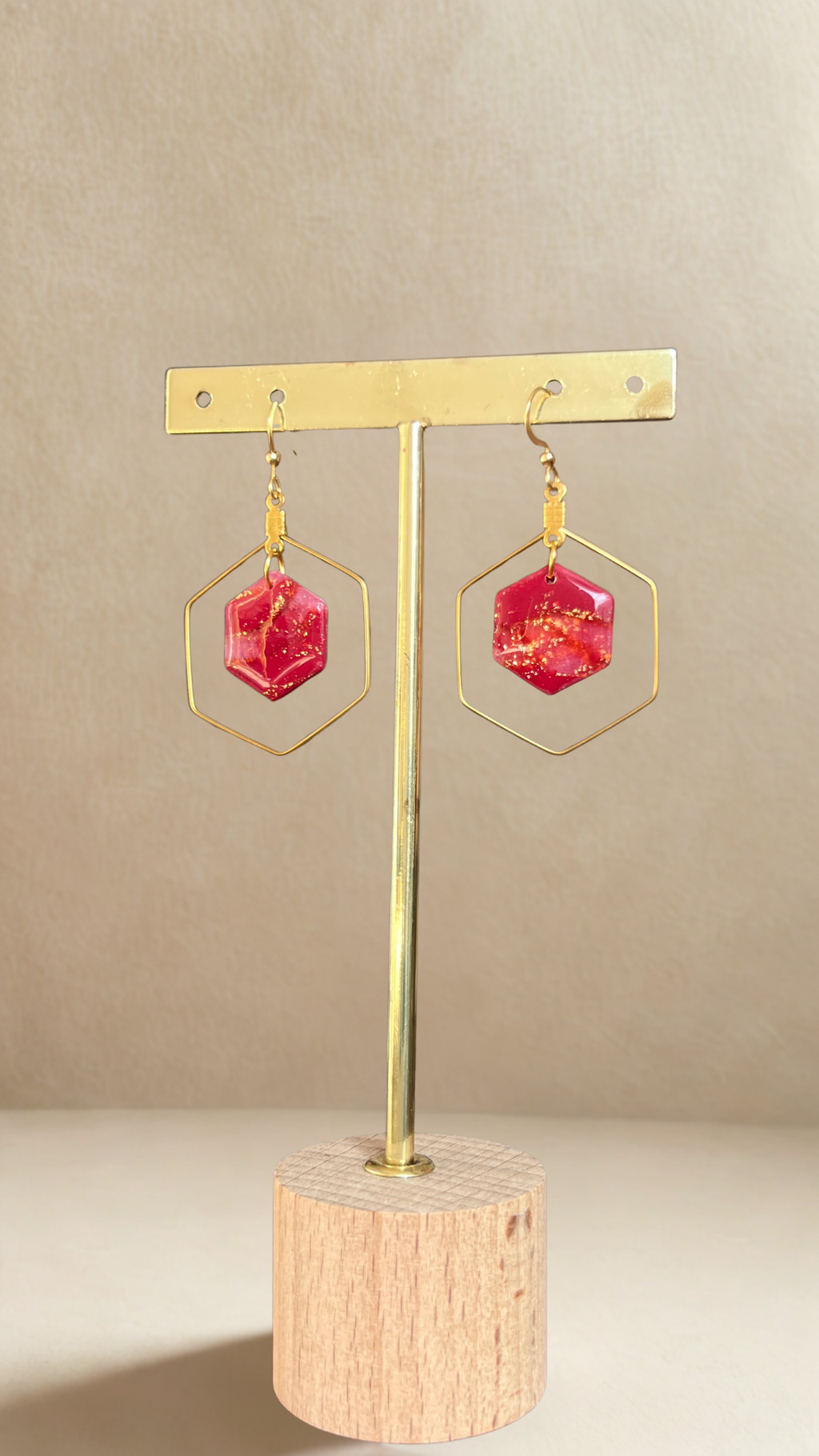 Boucles d'oreilles Kacie - coloris rouge et doré