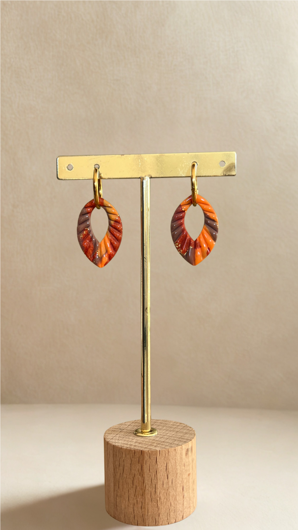 Boucles d’oreilles Ivy – créoles à pampilles interchangeables - coloris orange et marron