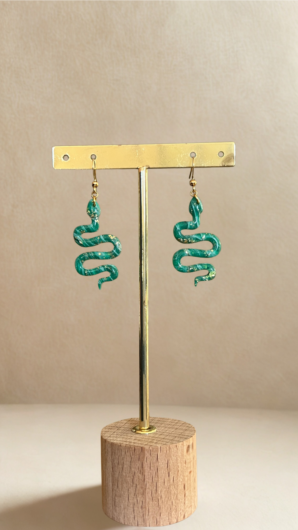 Boucles d'oreilles Serpent - coloris vert foncé