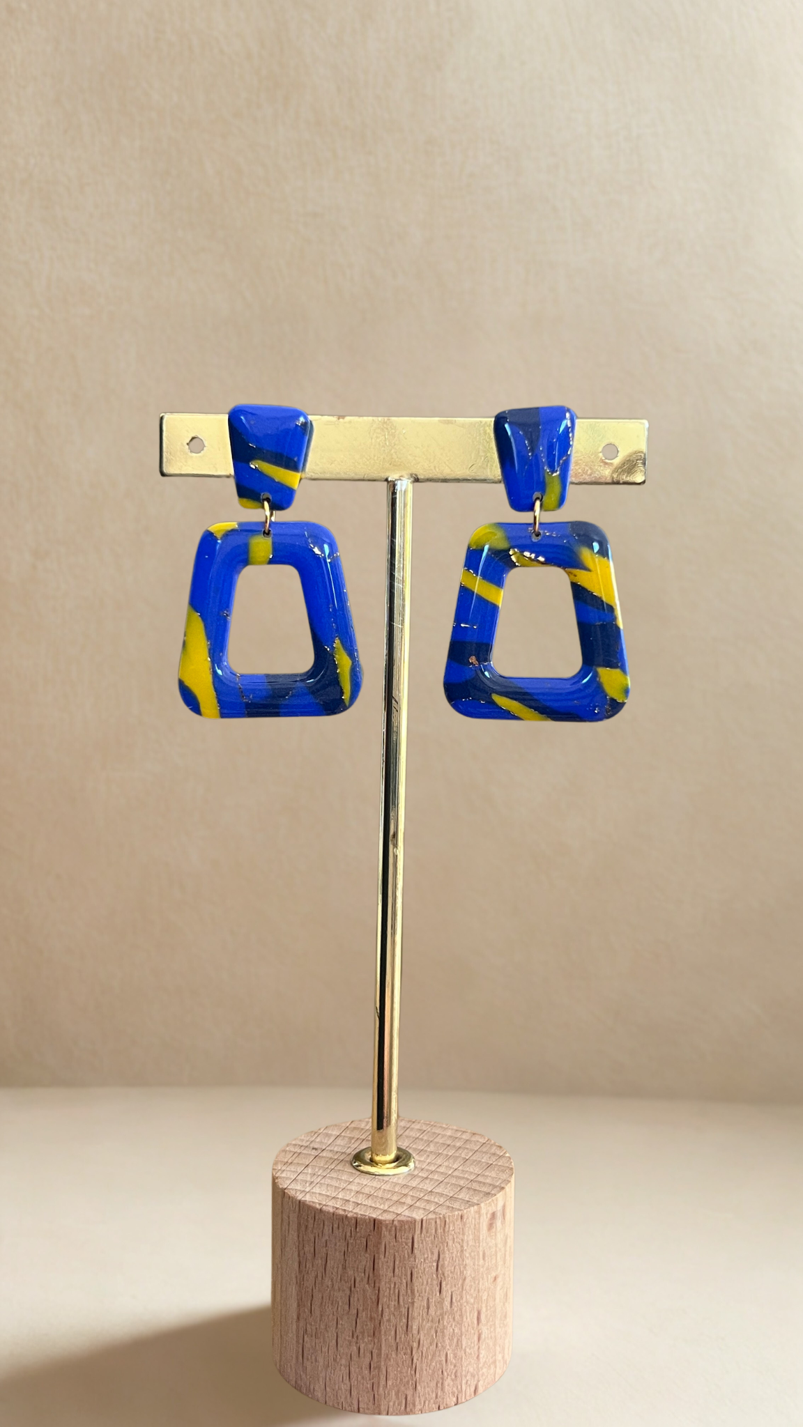 Boucles d'oreilles Azalée - coloris bleu et jaune