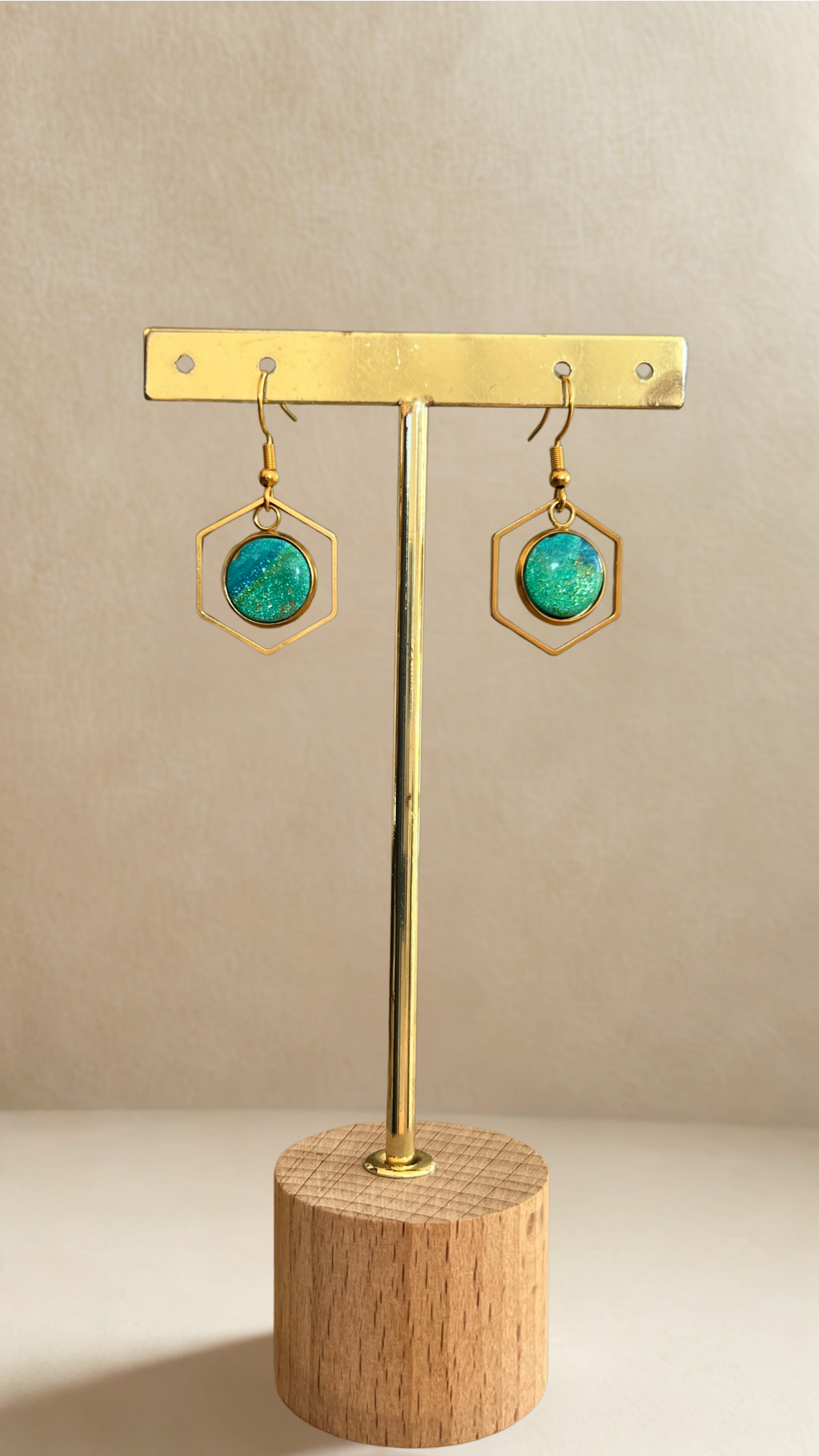 Boucles d'oreilles mini Kacie - coloris bleu vert