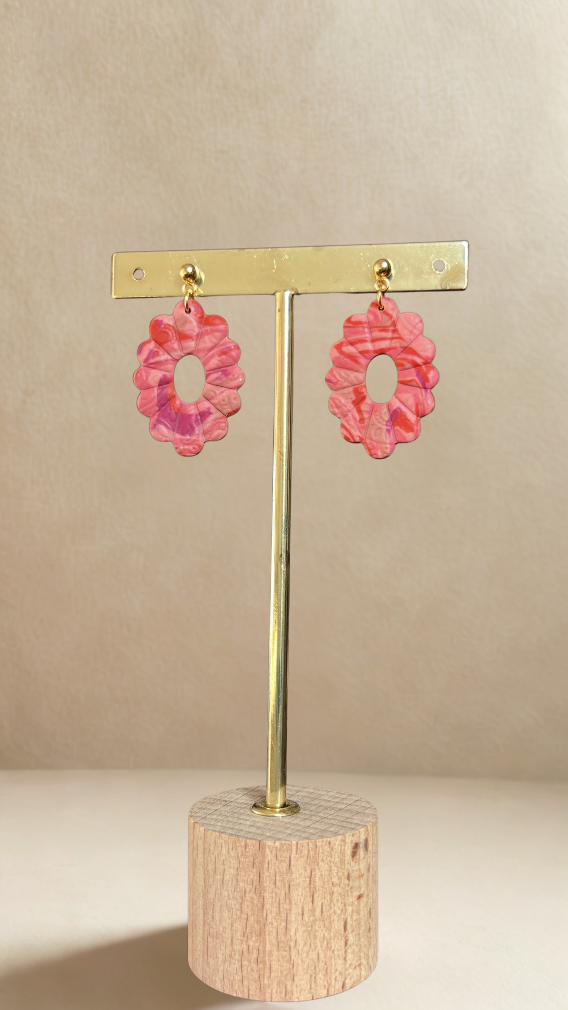 Boucles d'oreilles Luna - coloris rose corail