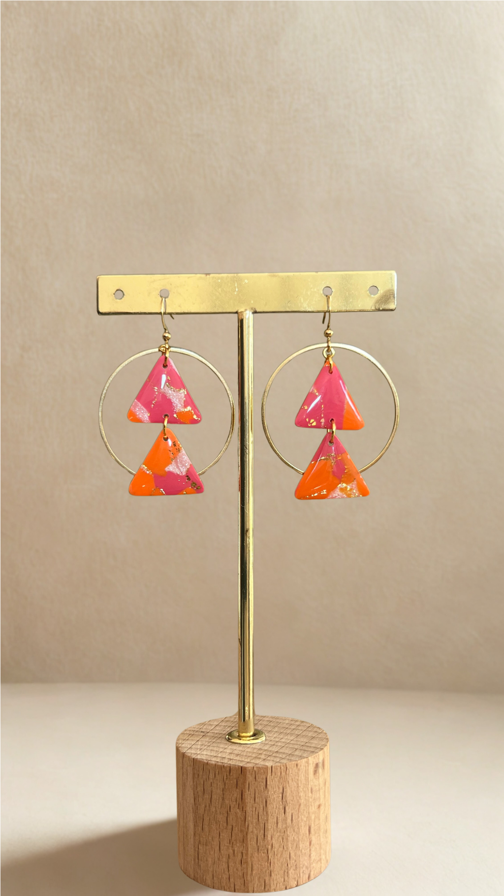 Boucles d'oreilles Isaé - coloris rose et orange