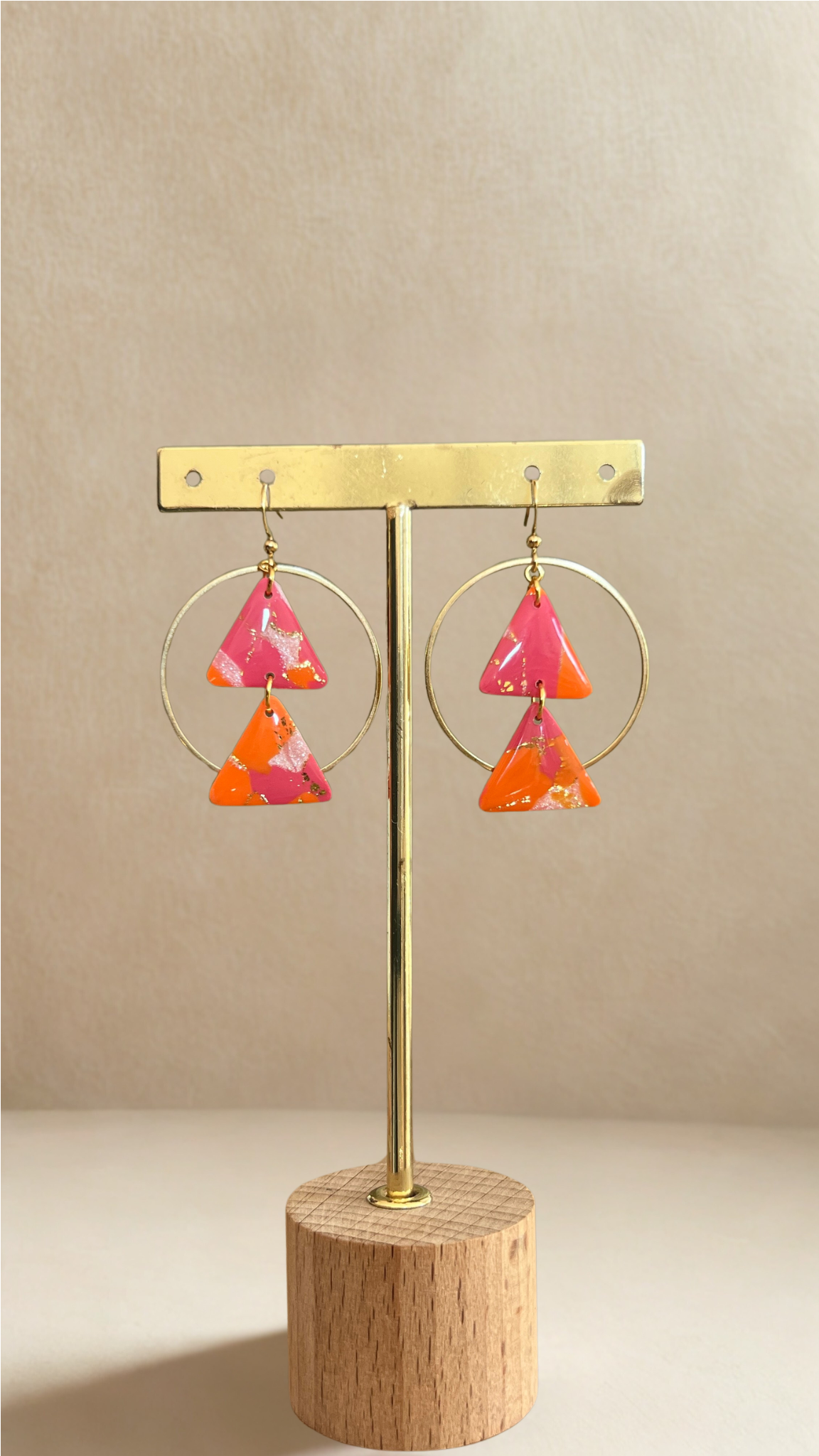 Boucles d'oreilles Isaé - coloris rose et orange