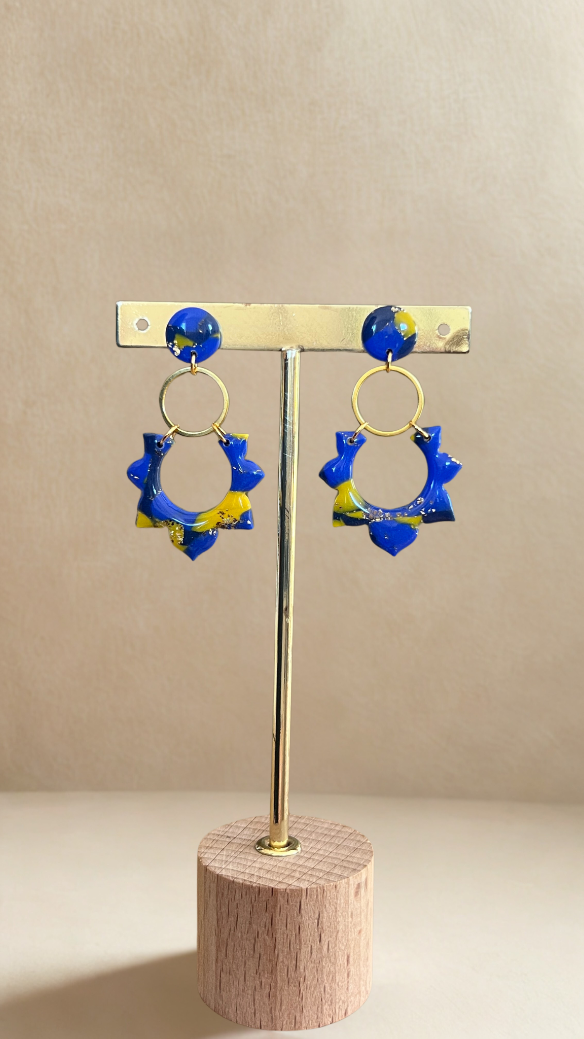 Boucles d'oreilles Amélie - coloris bleu et jaune