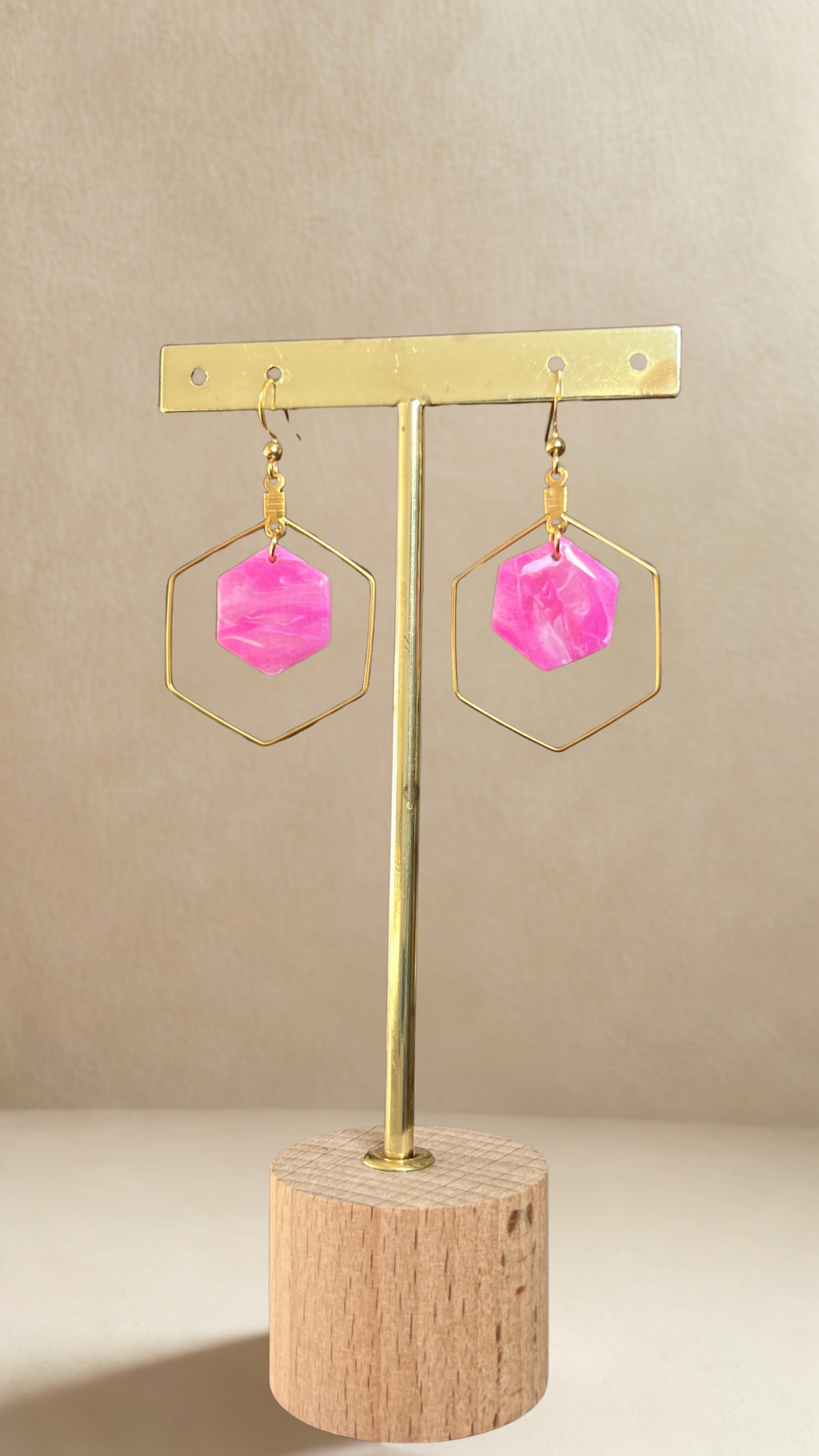 Boucles d'oreilles Kacie - coloris rose bonbon