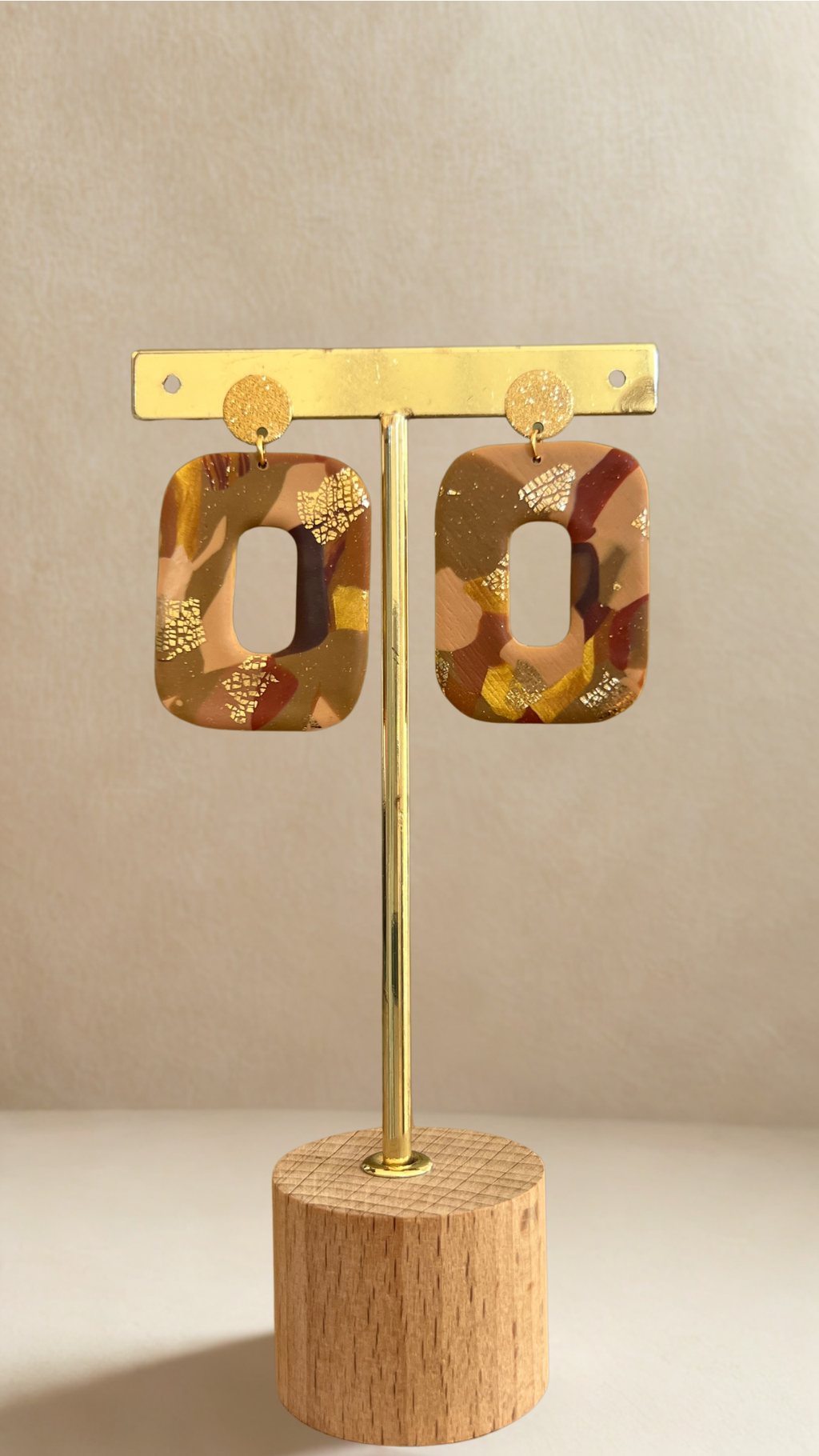 Boucles d'oreilles Calliopée - coloris beige et marron
