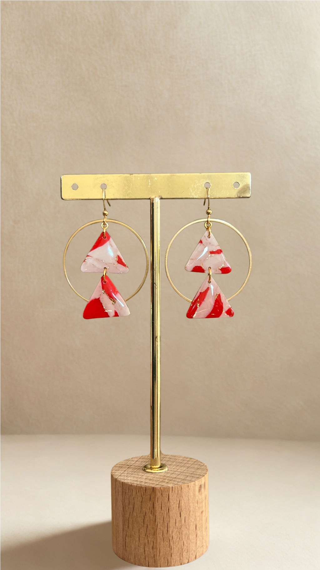 Boucles d'oreilles Isaé - coloris rose et rouge