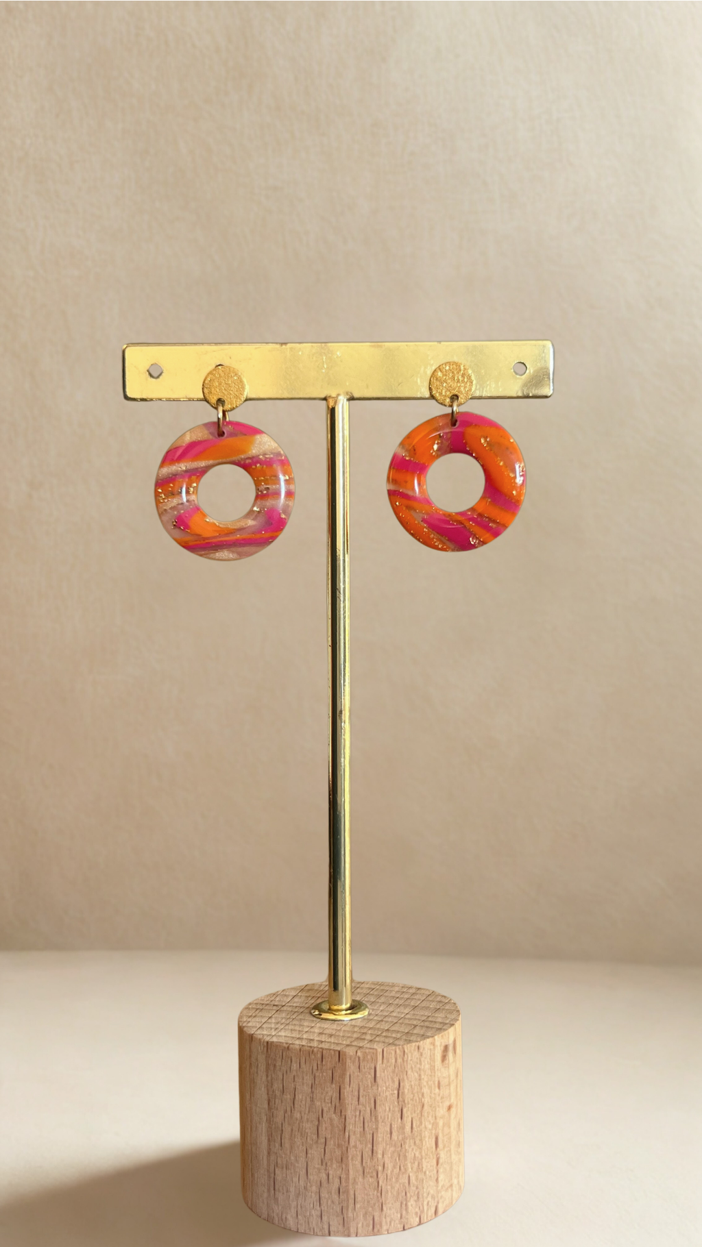 Boucles d'oreilles Octavia - coloris orange et fuchsia