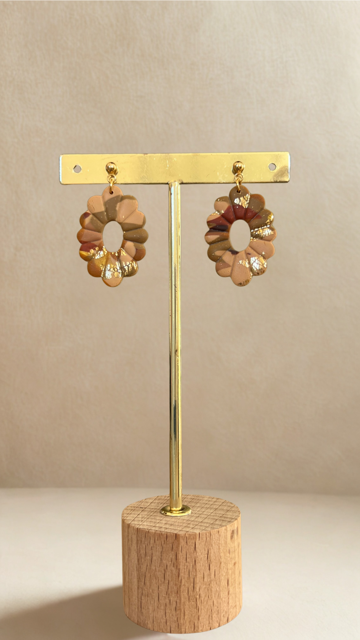 Boucles d'oreilles Luna - coloris beige et marron