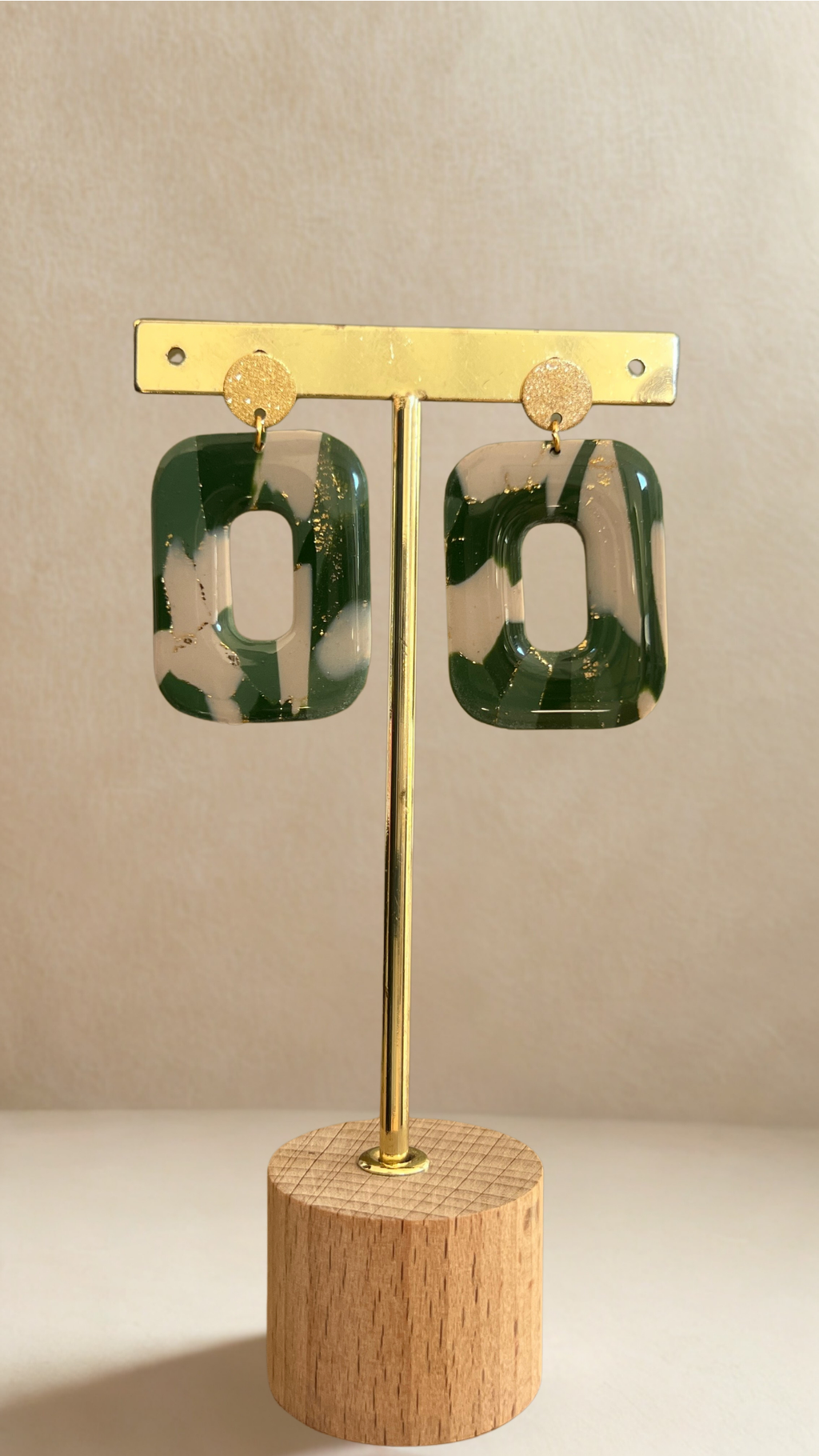 Boucles d'oreilles Calliopée - coloris vert militaire