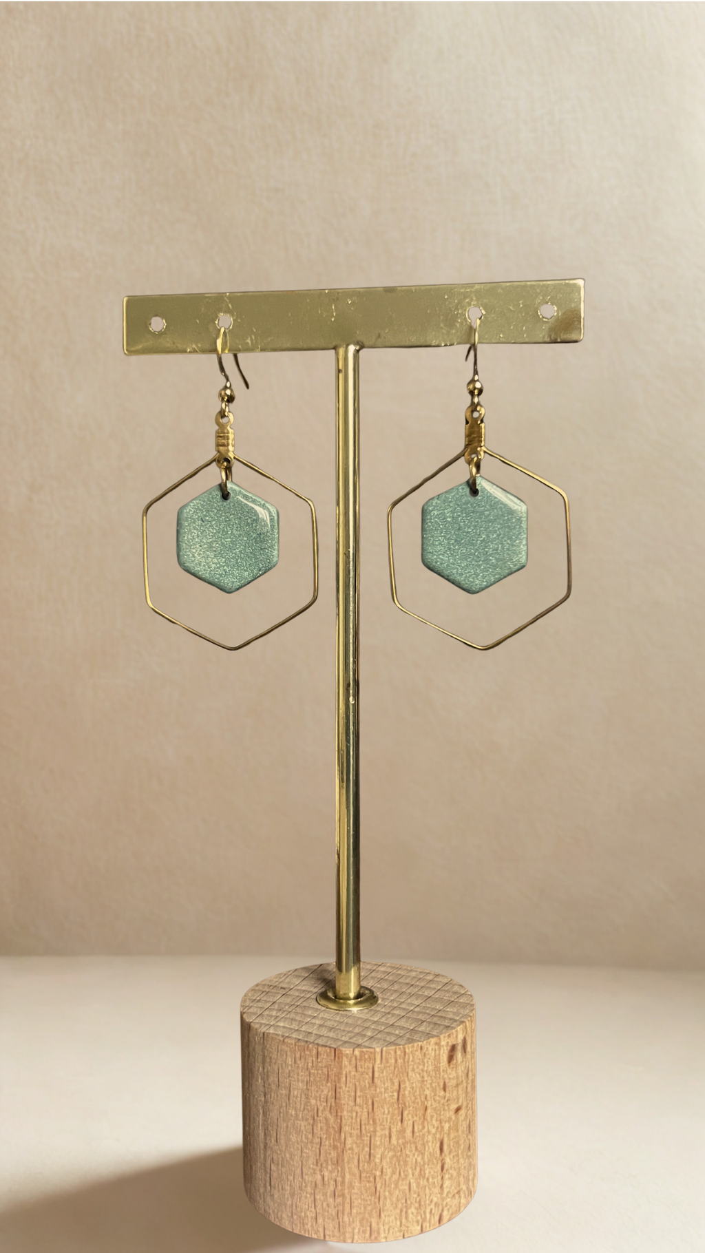 Boucles d'oreilles Kacie - coloris bleu vert irisé