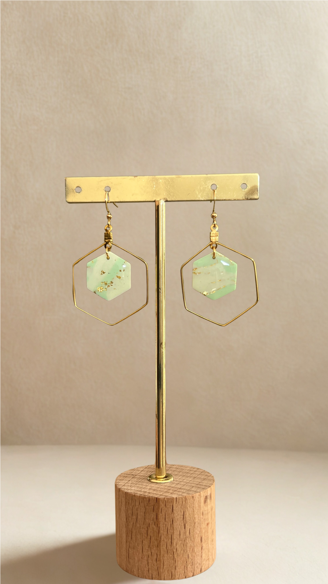 Boucles d'oreilles Kacie - coloris vert et blanc