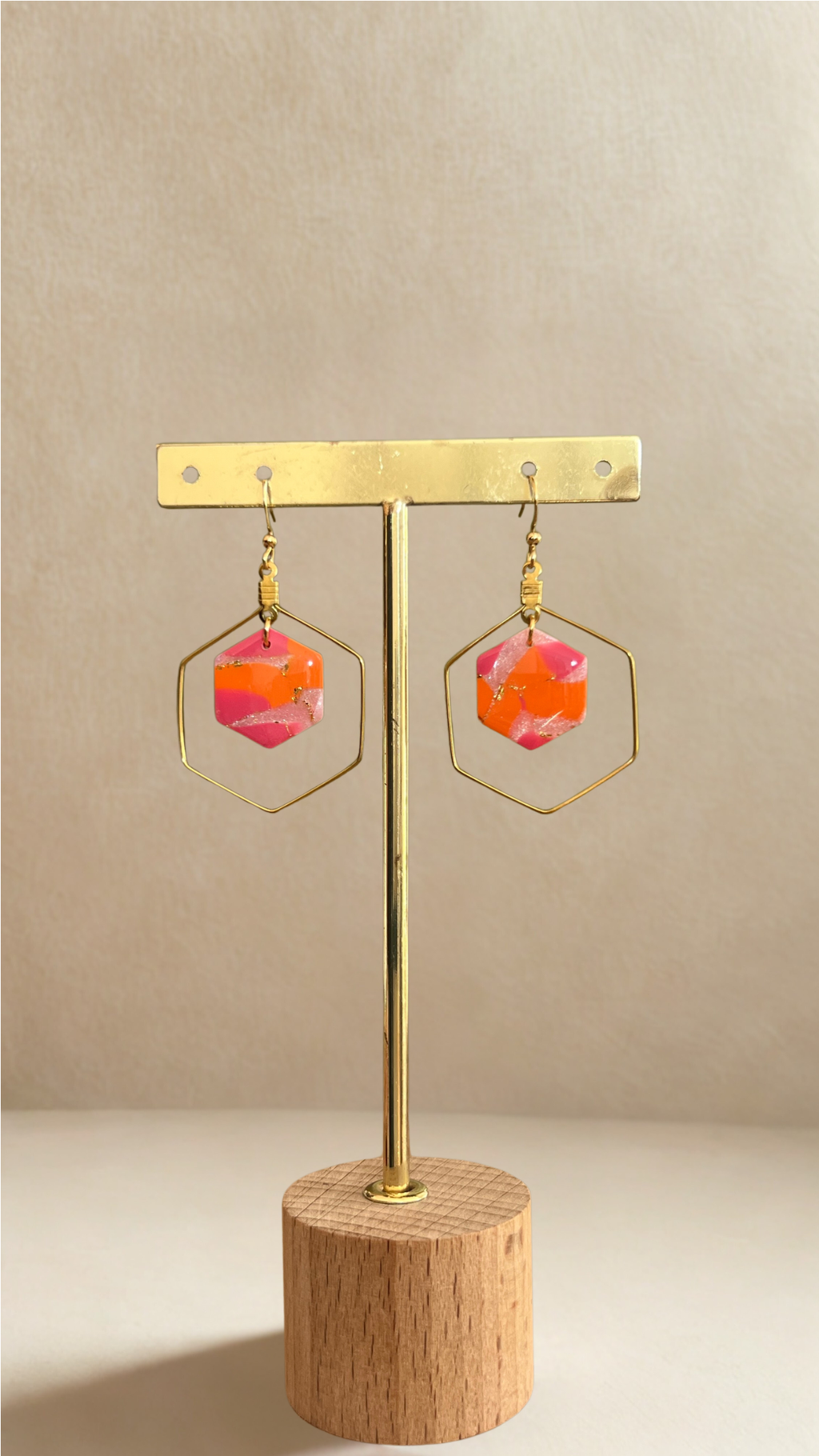 Boucles d'oreilles Kacie - coloris orange et rose