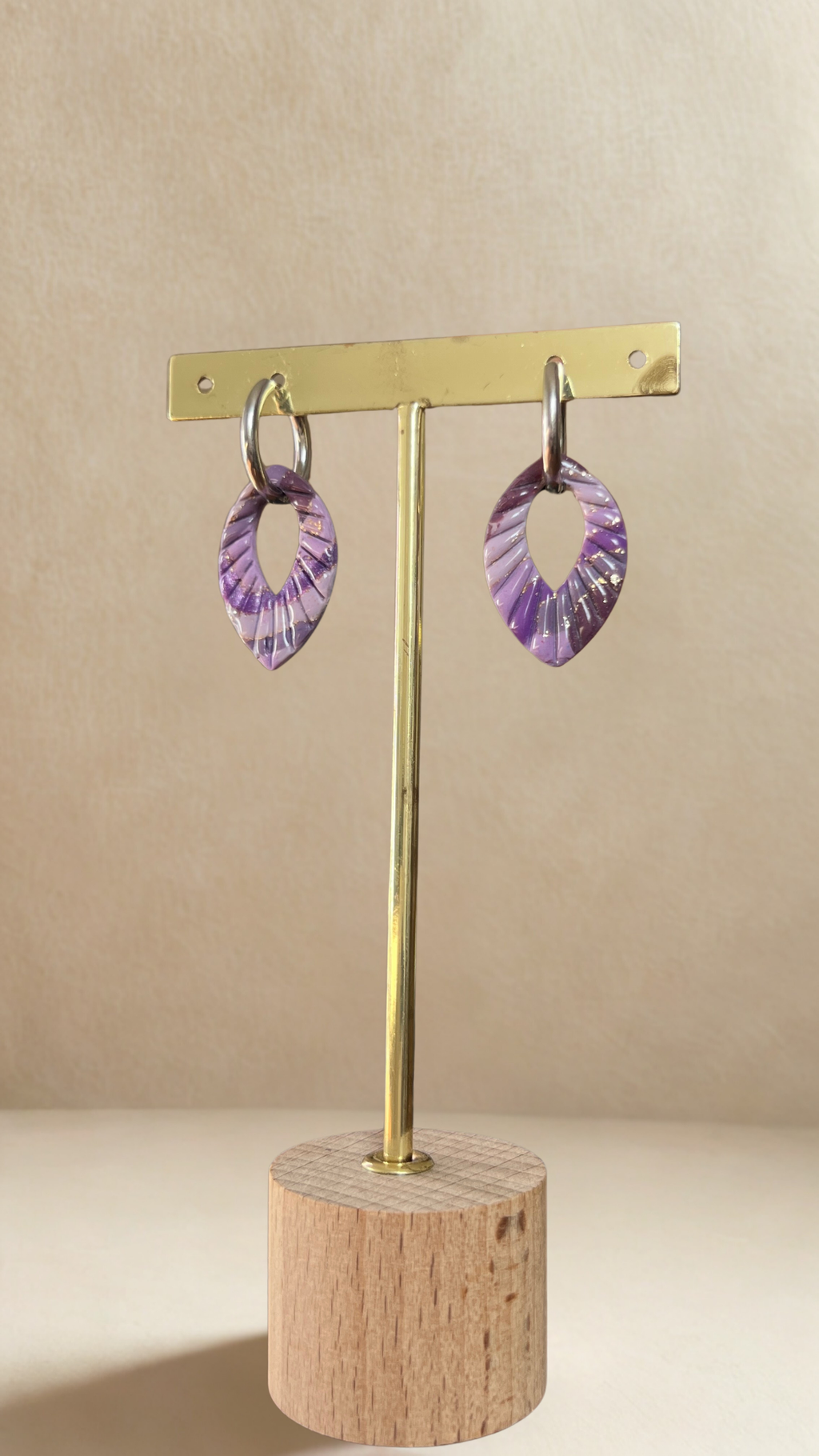 Boucles d’oreilles Ivy – créoles à pampilles interchangeables - coloris violet