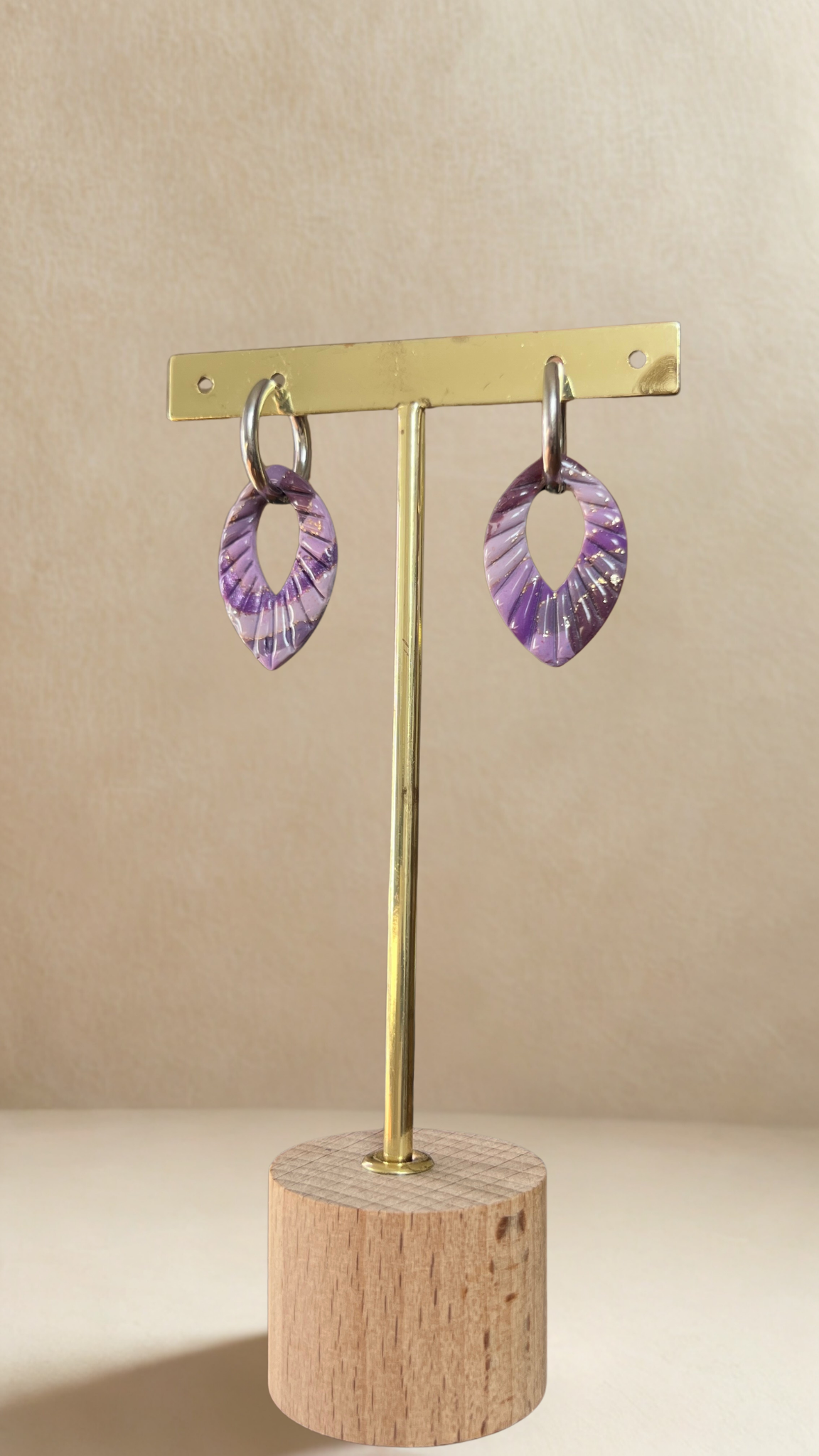 Boucles d’oreilles Ivy – créoles à pampilles interchangeables - coloris violet
