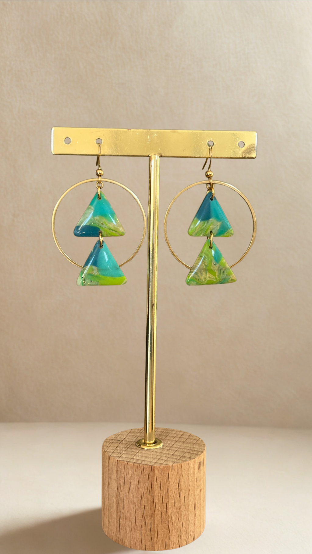 Boucles d'oreilles Isaé - coloris vert et bleu turquoise