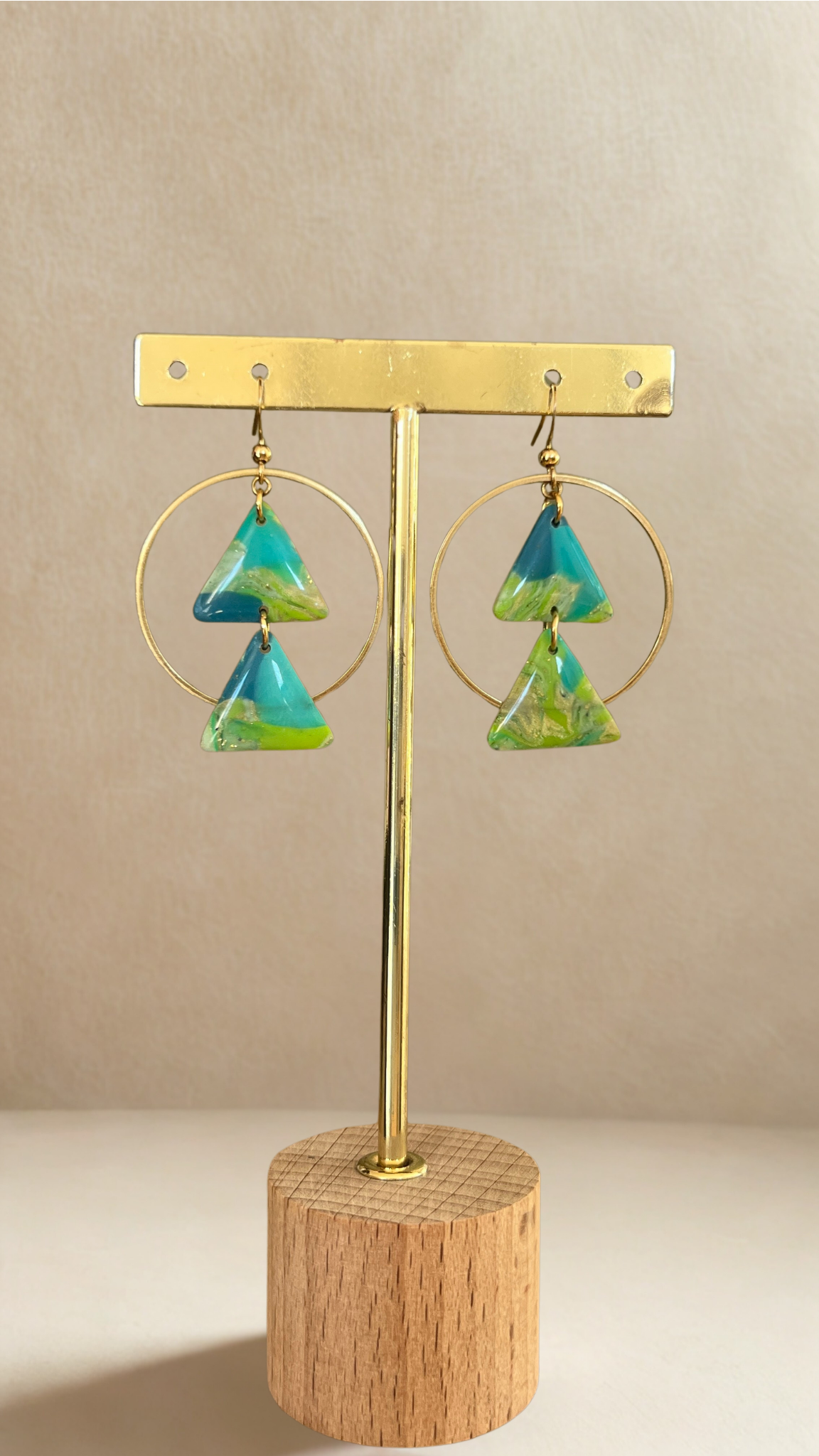 Boucles d'oreilles Isaé - coloris vert et bleu turquoise