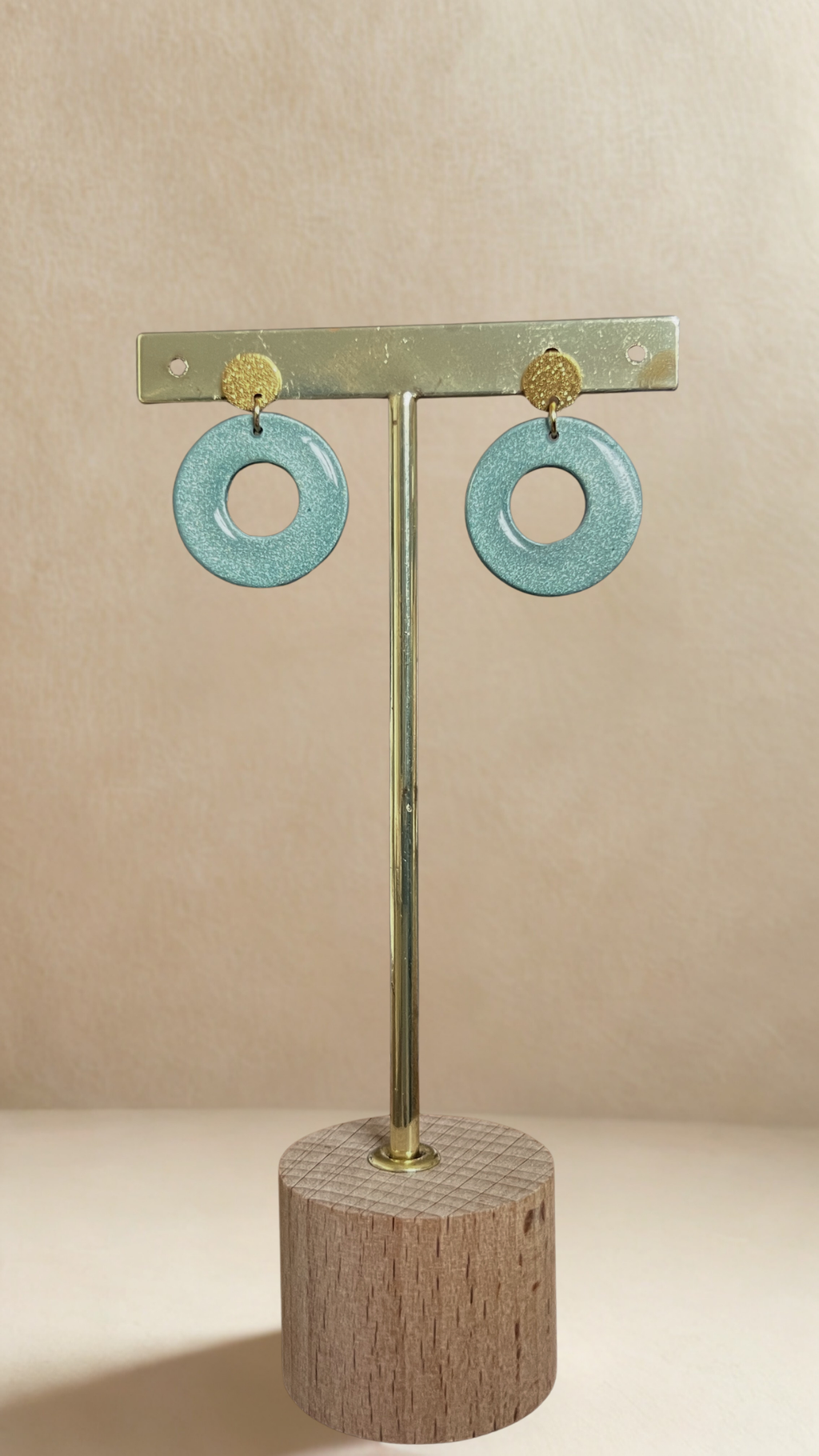 Boucles d'oreilles Octavia - coloris bleu vert irisé