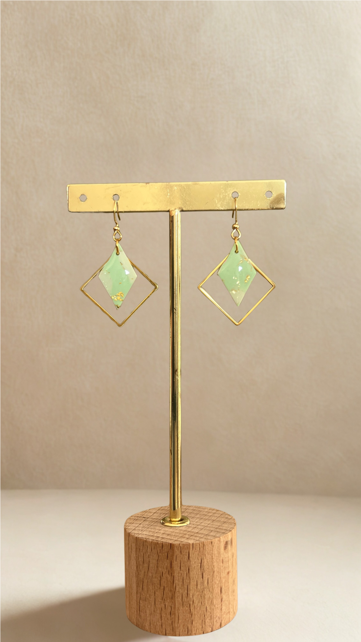Boucles d'oreilles Maïa - coloris vert et blanc