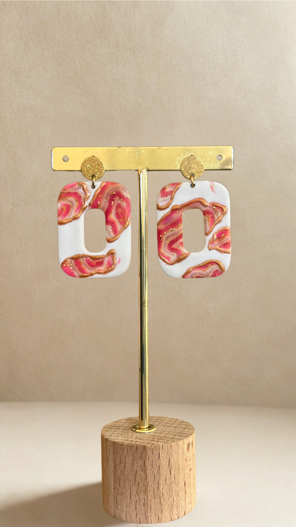Boucles d'oreilles Calliopée - coloris blanc et rose