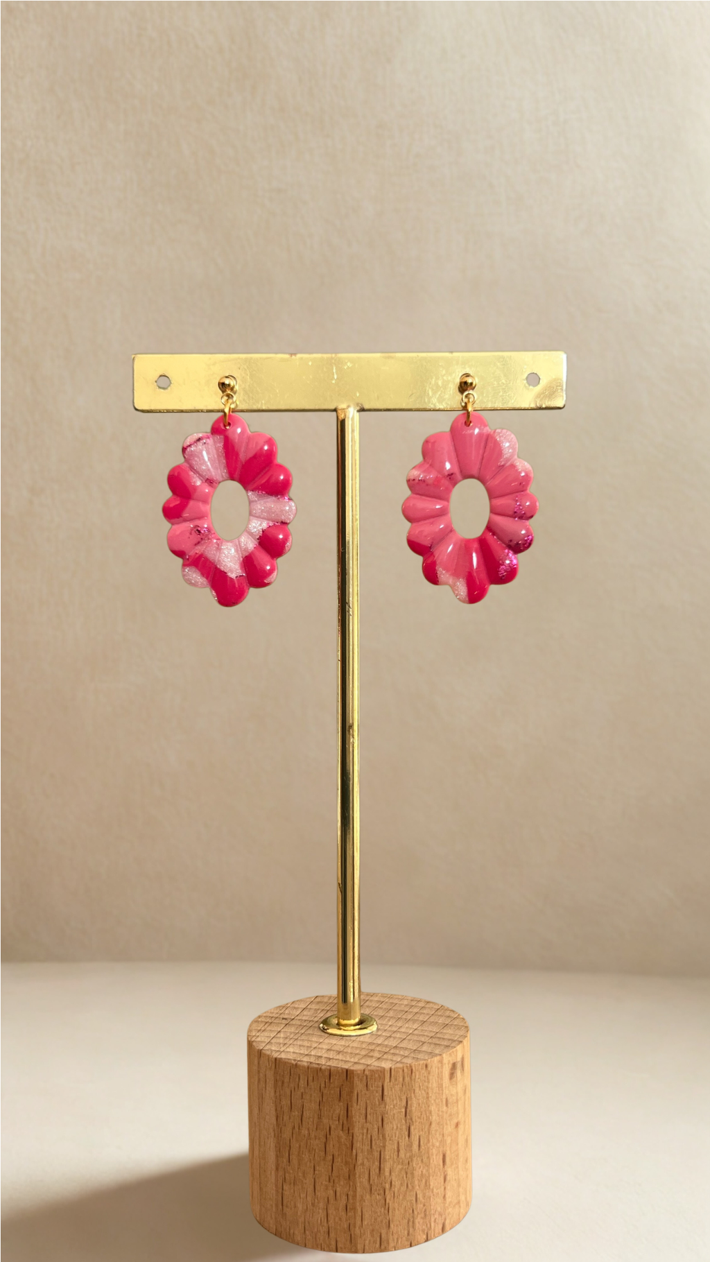 Boucles d'oreilles Luna - coloris rose fuchsia