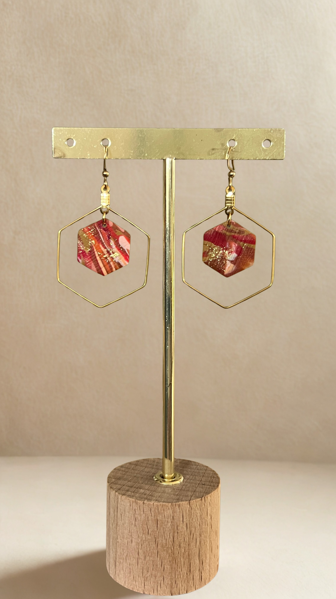 Boucles d'oreilles Kacie - coloris marron et rouge