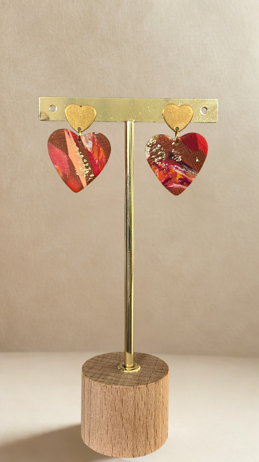 Boucles d'oreilles Coeur - coloris nuances de rouge