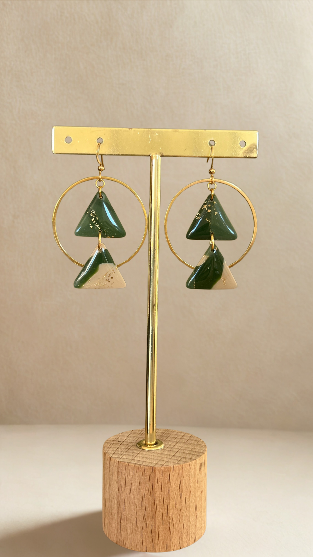Boucles d'oreilles Isaé - coloris vert militaire
