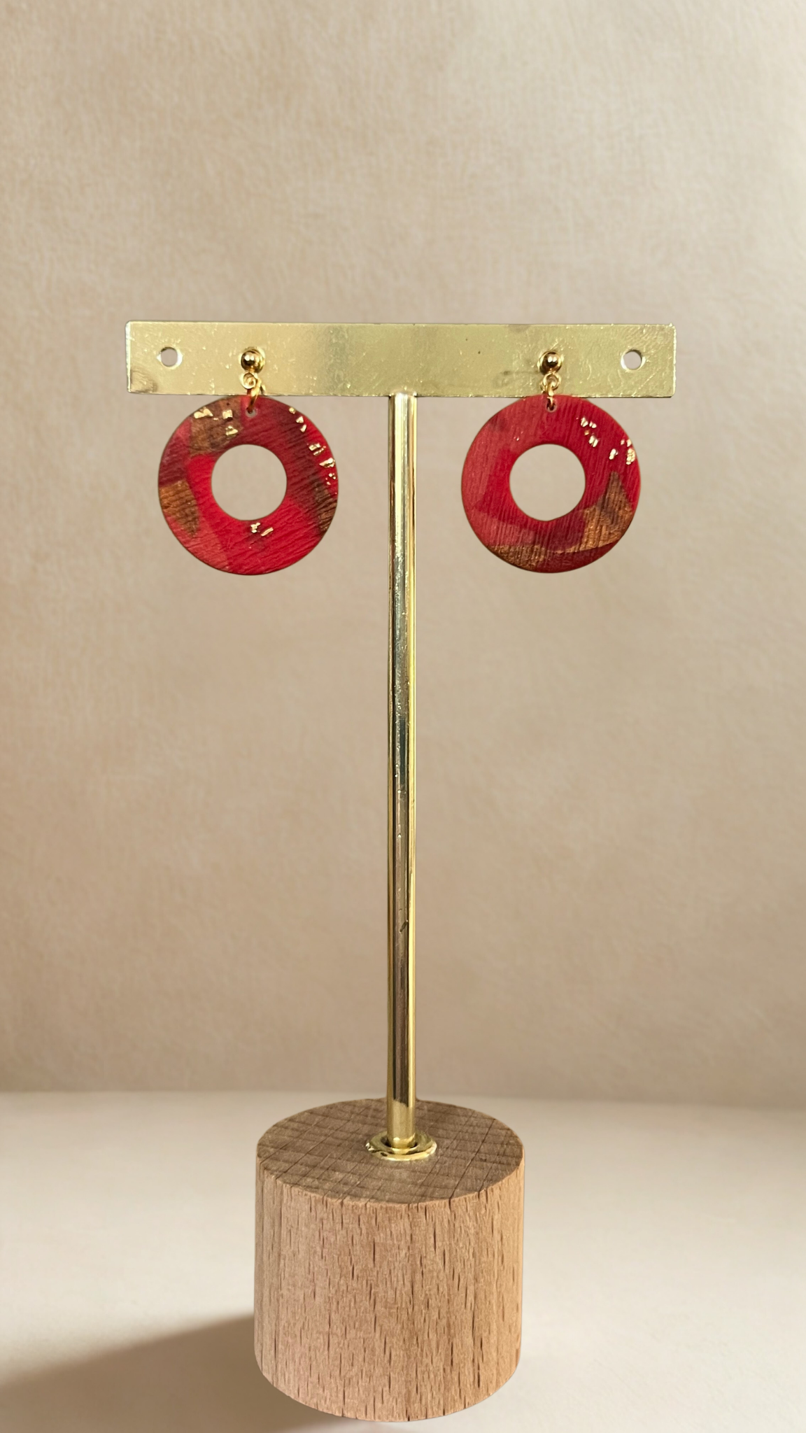 Boucles d'oreilles Octavia - coloris rouge mat