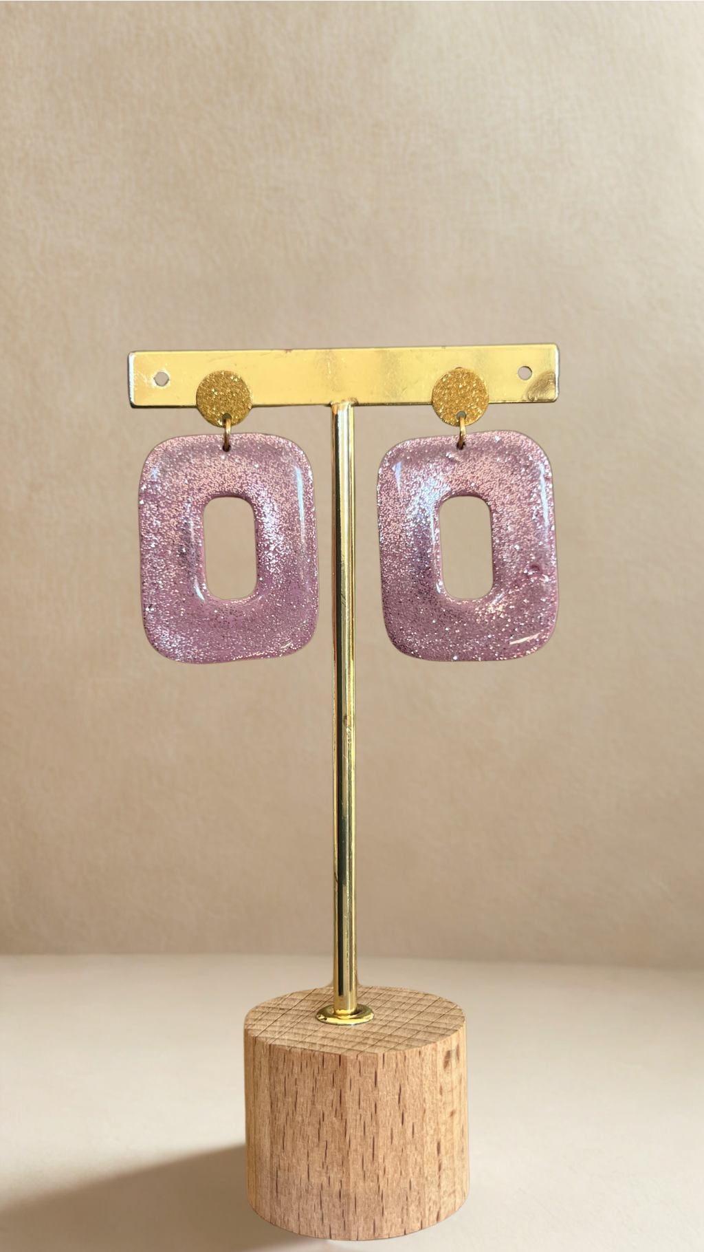 Boucles d'oreilles Calliopée - coloris rose pailleté