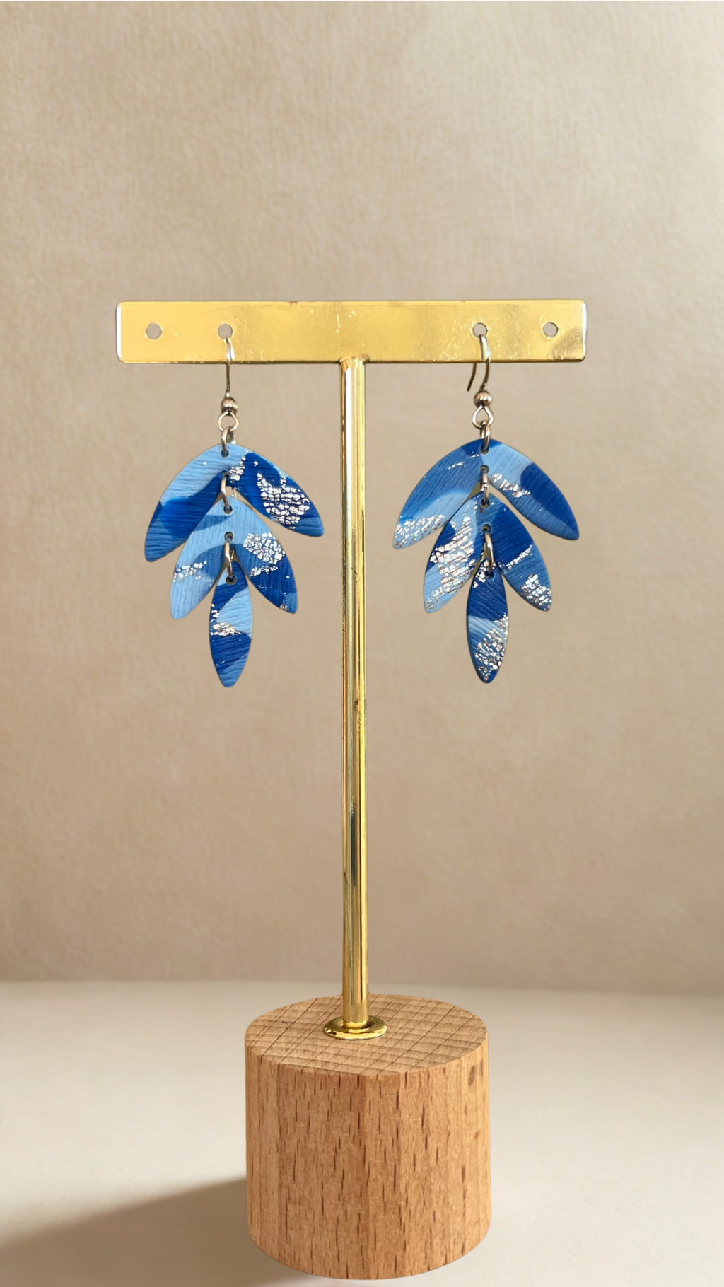 Boucles d'oreilles argentées Flora - coloris bleu