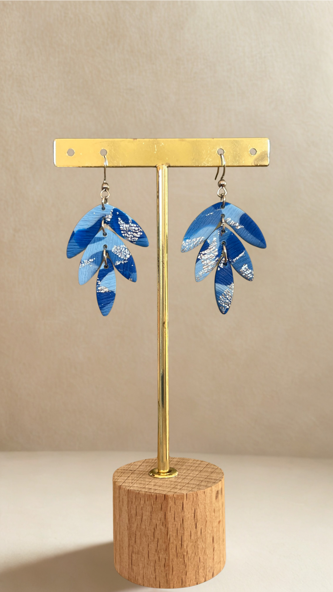 Boucles d'oreilles argentées Flora - coloris bleu