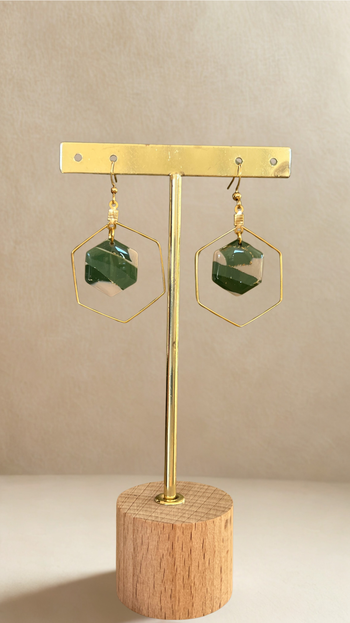 Boucles d'oreilles Kacie - coloris vert militaire