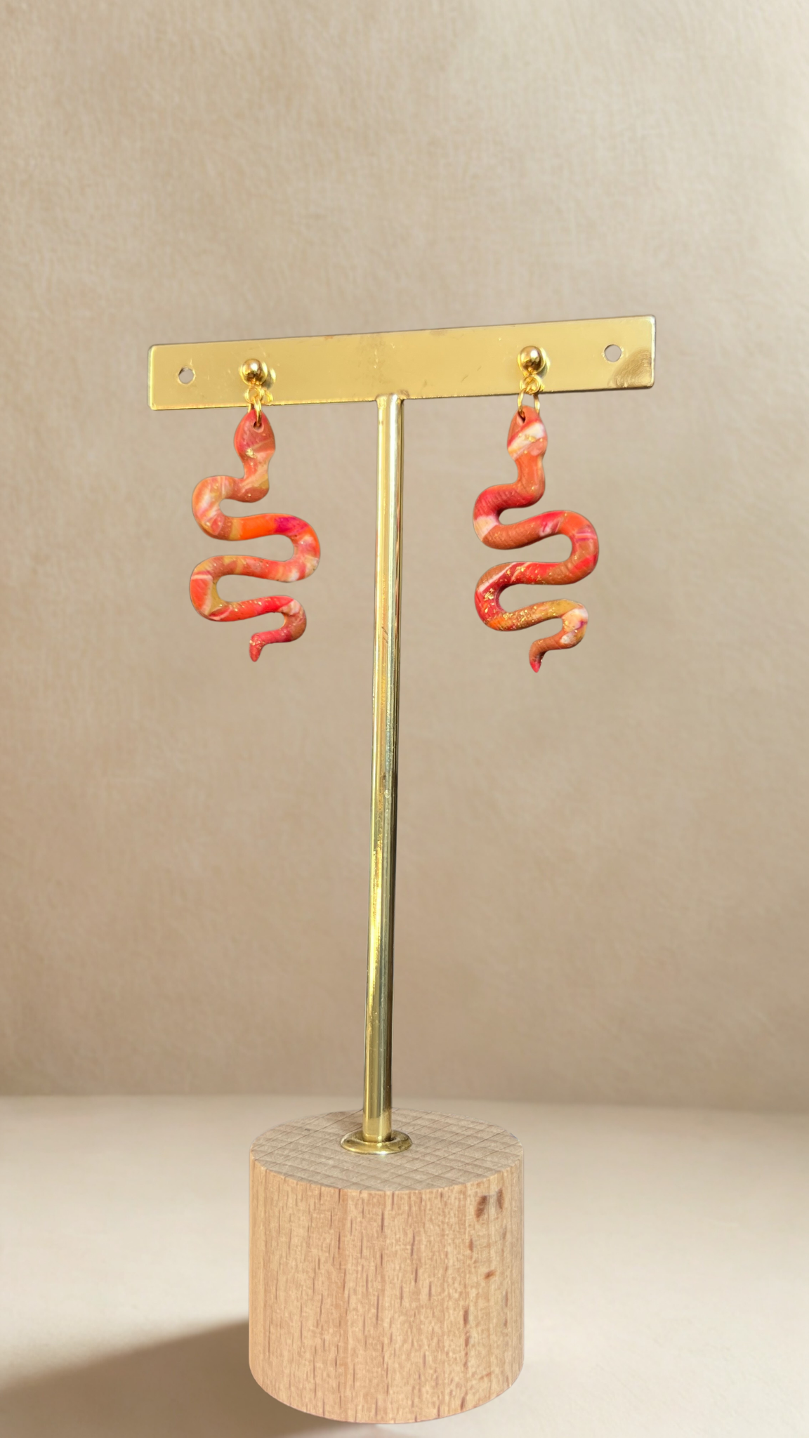 Boucles d'oreilles Serpent - coloris nuances de rouge