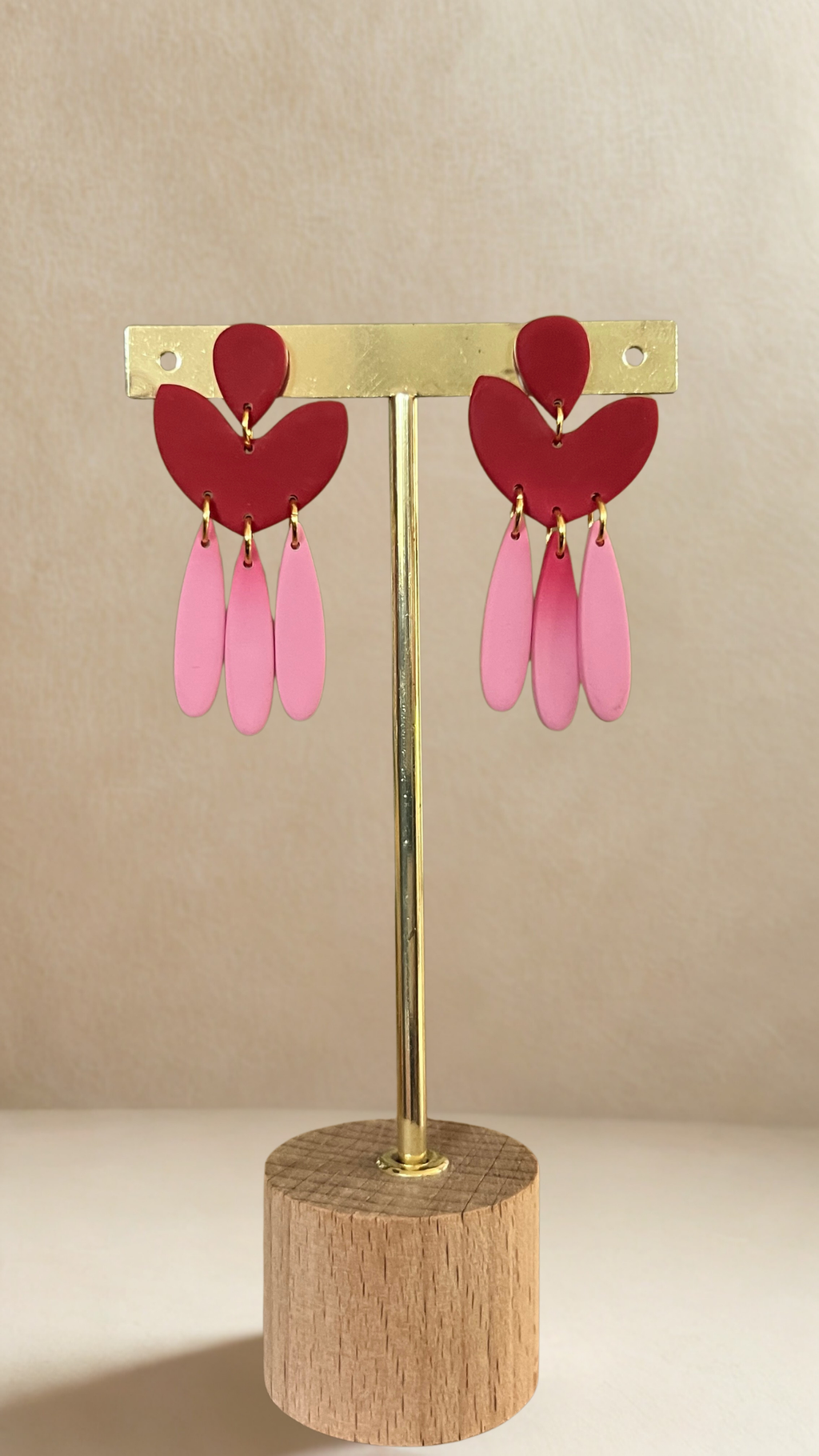 Boucles d'oreilles Elya -  coloris dégradé rose bordeaux